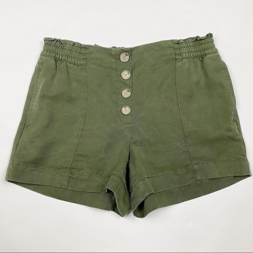 Ann Taylor LOFT Green Lyocell Pull On Button Front Shorts - Size XS